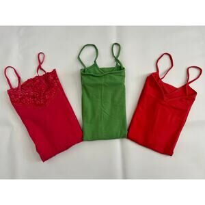 Bundle of 3 retro basic tank‎ tops vibrant colors size M/L Y2K layers